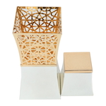 Incense Burner Set With Al Saif Gallery Steel Incense Box, 10X10X20 Cm - Golden White product image 1