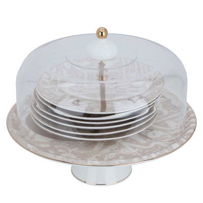 Al Saif Gallery porcelain cake stand set, 8 pieces - white product image 1