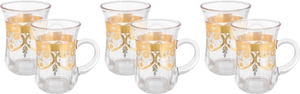 Max Glass Teapot Set, Gold and Silver Pattern, 6 Pieces - Clear product image