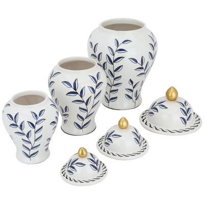 Al Saif Gallery Porcelain Vase Set, 3 Pieces - White And Blue product image 2