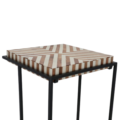 Al Saif Gallery wood serving table, 36x36x56 cm, squares - brown product image 3