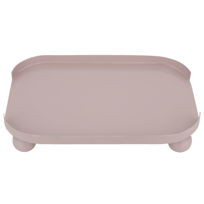 Steel serving plate with round legs, 30 x 20 x 6 cm, small - pink product image 2