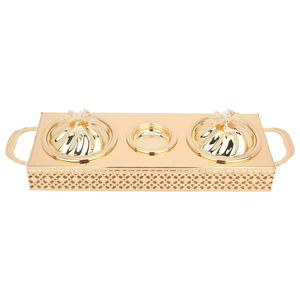 Steel toferia set with 2 dates + Noa Al Saif Gallery plate, 4 pieces, 42 x 16 x 8 cm - gold product image