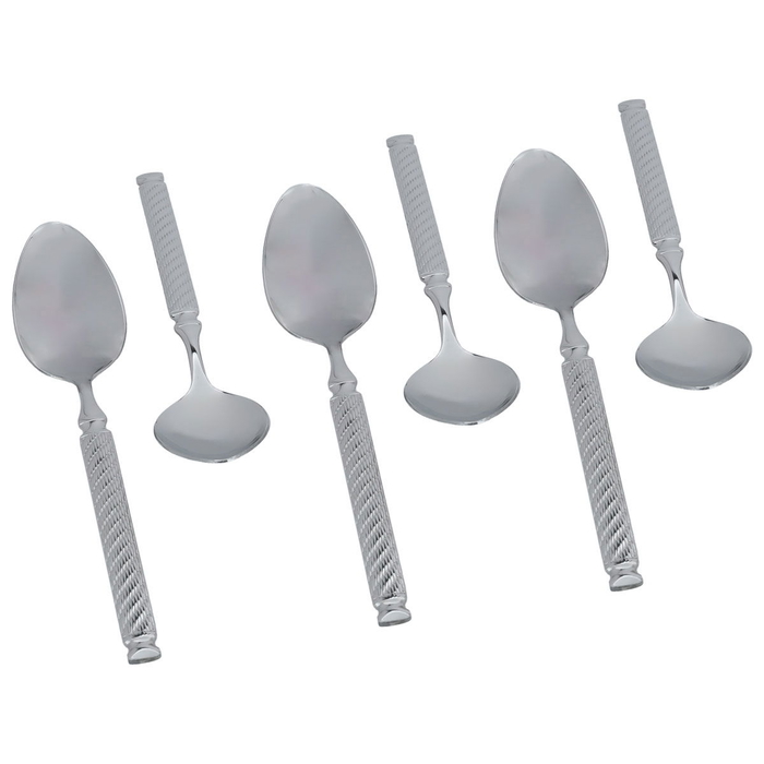 Al Saif Gallery steel spoon set, 6 pieces, engraved - silver product image 2