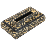 Al Saif Gallery Wooden Tissue Box, Engraved - Black product image 1