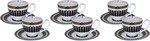 Al Saif Gallery porcelain coffee cups and saucers set, 12 pieces - black white product image 1