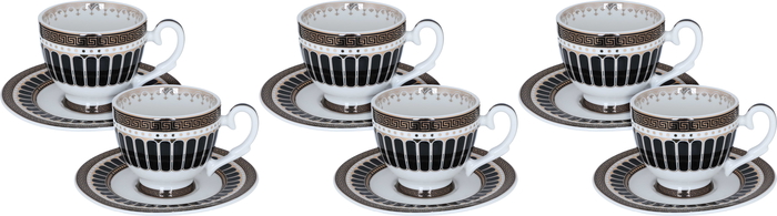 Al Saif Gallery porcelain coffee cups and saucers set, 12 pieces - black white product image 1