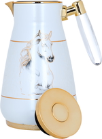 Steel Al Saif Gallery Thermos, 1/0.75 liter, horse pattern, clear handle, 2 pieces - cream product image 3