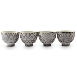 Al Saif Gallery ceramic Arabic coffee cups set, engraved, 12 pieces - grey product image