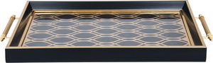 Tofaria Al Saif Gallery Glass, 30 x 47 cm, rectangle, golden pattern, hand - black product image