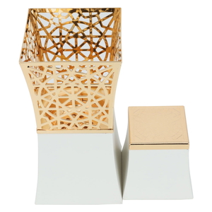 Al Saif Gallery Incense Burner Set With Steel Incense Box, 10X10X20 Cm - Golden White product image