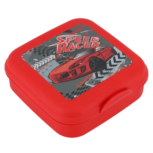 Al Saif Gallery plastic lunch box, 630 ml, racing car drawing - red product image