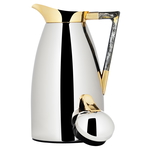 Maha plastic Al Saif Gallery thermos, 1+1 litre, black marble handle, golden mouth, 2 pieces - silver product image 8