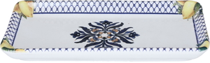 Al Saif Gallery porcelain serving plate, rectangular, blue-white pattern product image