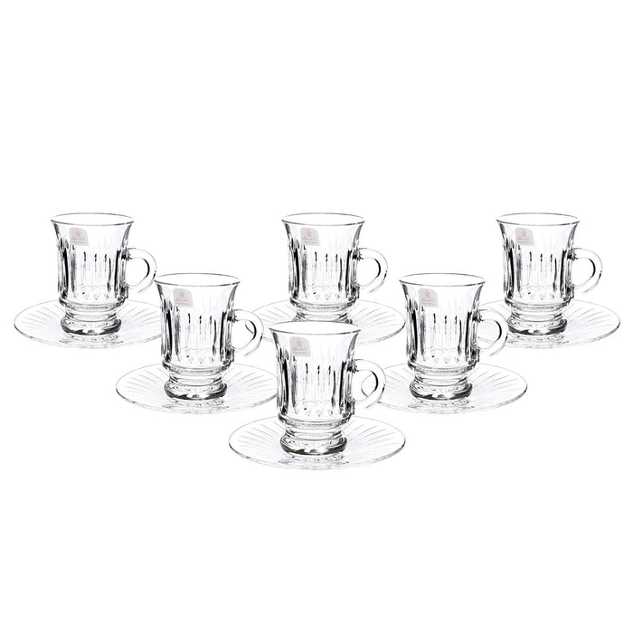 Alsaif Gallery Bialat Crystal Cups and Saucer Serving Set, 18 Pieces - Transparent product image 4