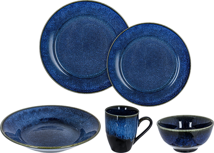 Tourist Porcelain Plate Set, 20 Pieces - Blue Black product image 1