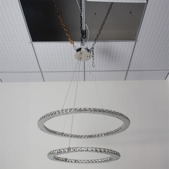 Neoclassical Aluminum Mishkati Chandelier, 60+80 cm, 50 Watt - Silver product image 3