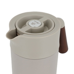 Timeless plastic thermos, 1.2 liters, with wooden handle - beige product image 4