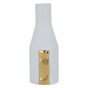 Rwad Alailah Porcelain Decorative Vase, 8.5 x 8.5 x 23.8 cm, Round - White Golden product image