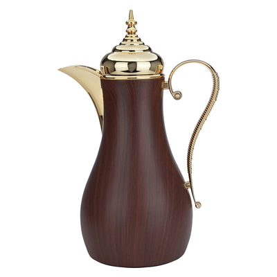 Al Saif Gallery Carmen thermos set, 1/0.7 liter, silicone inner shell, plastic outer shell, 2 pieces - golden brown product image 2