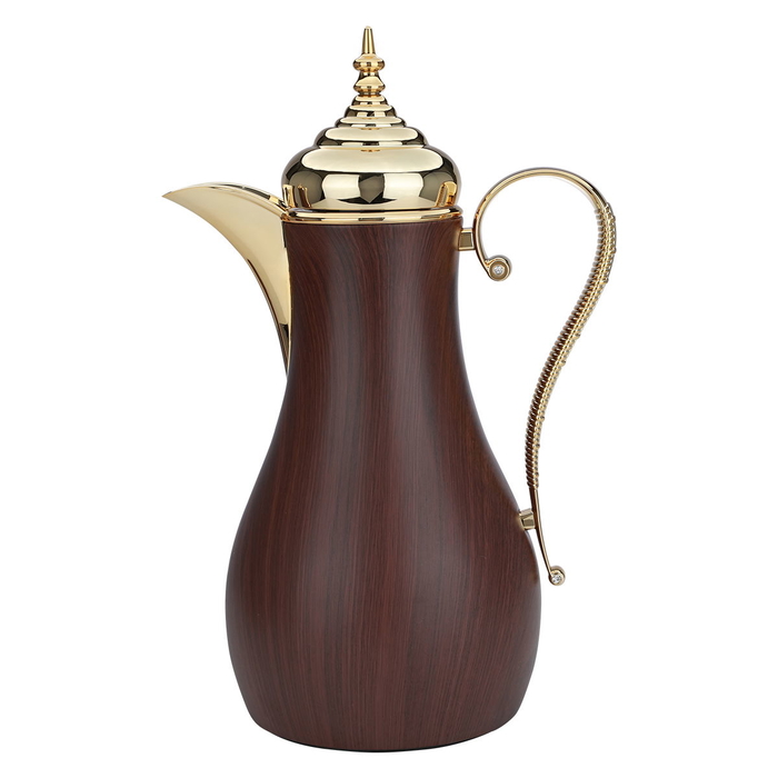 Al Saif Gallery Carmen thermos set, 1/0.7 liter, silicone inner shell, plastic outer shell, 2 pieces - golden brown product image 2