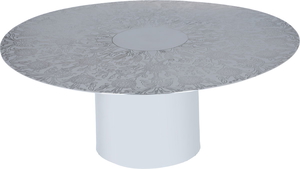 Al Saif Gallery steel cake stand, 12 x 30 cm, round, engraved with base - silver product image