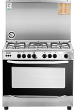 Edison Steel freestanding gas oven, 90 x 60 cm, 5 burners, self-ignition, full safety - silver black product image 1