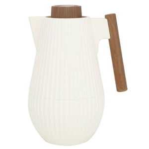 Al Saif Gallery Plastic Liar Thermos, 1 Liter, Wooden Handle, Squeeze - Light Beige product image