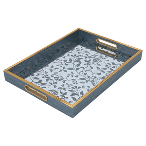 Tofaria Glass Mirror Surface Al Saif Gallery, 30 x 40 x 4 cm, Rectangular Floral Pattern - Cyan product image