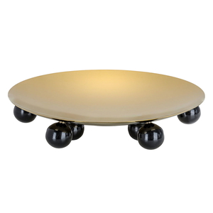 Al Saif Gallery Black Steel Serving Stand with Ball Legs, 30 x 30 x 6.7 cm, Round - Gold product image