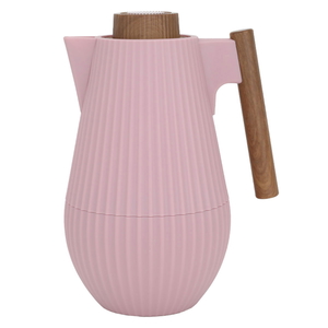 Al Saif Gallery Plastic Liar Thermos, 1 Liter, Wooden Handle, Squeeze - Pink product image