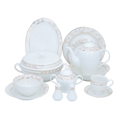 Al Saif Gallery Porcelain Dining Set, 77 Pieces - Golden White product image 1