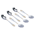 Al Saif Gallery steel spoon set, 6 pieces, gold-silver-gold pattern product image 1