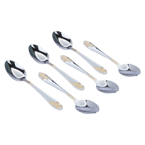 Al Saif Gallery steel spoon set, 6 pieces, gold-silver-gold pattern product image