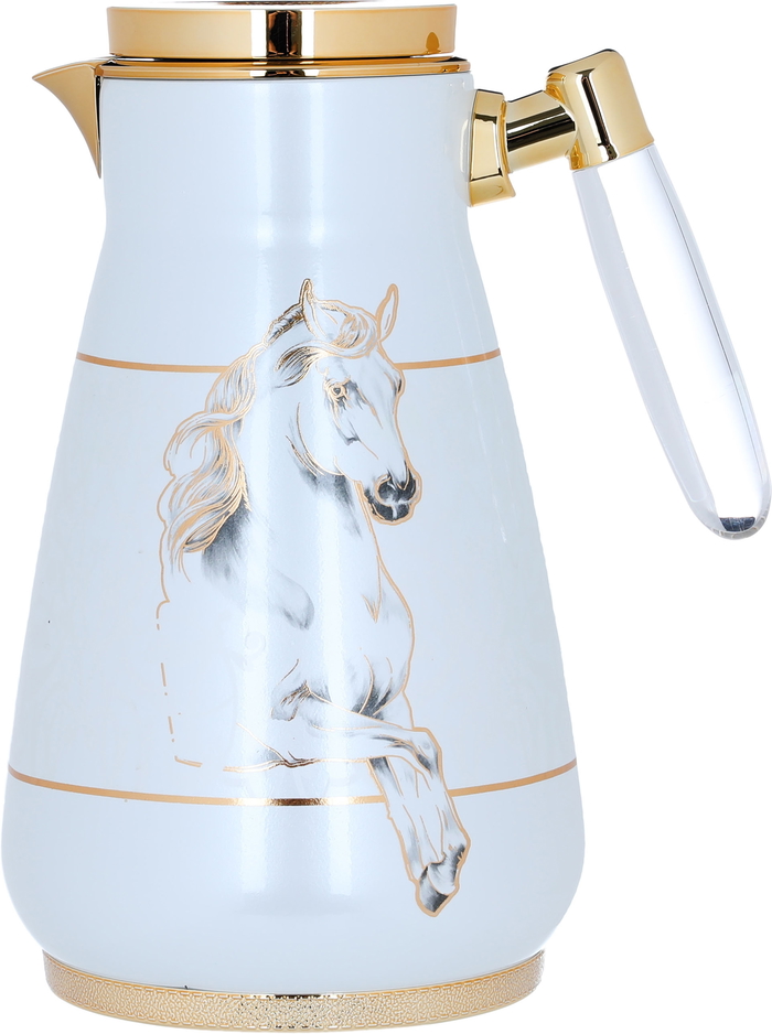 Steel Al Saif Gallery Thermos, 1/0.75 liter, horse pattern, clear handle, 2 pieces - cream product image 2