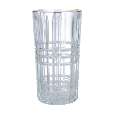 Max Glass water cups set, 6 pieces, 300 ml, with golden font - transparent product image 2