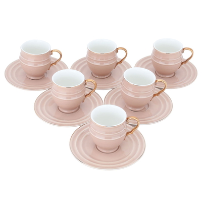 Al Saif Gallery coffee cups and saucers set, porcelain, 12 pieces - brown product image 2