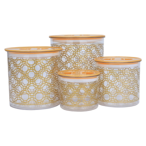 Al Saif Gallery plastic boxes set, round, golden circle pattern, 4 pieces - white product image