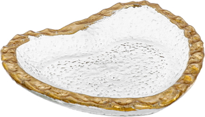 Al Saif Gallery glass sweet dish, 2 x 10 x 17 cm, heart shape, golden rim - clear product image