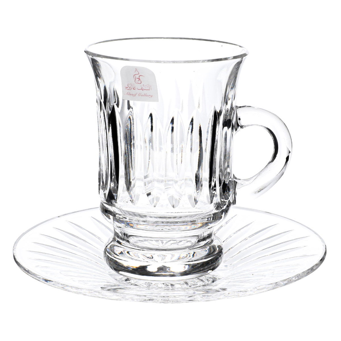 Alsaif Gallery Bialat Crystal Cups and Saucer Serving Set, 18 Pieces - Transparent product image 1