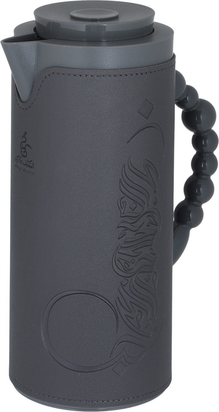 Royal7 Plastic Alsaif Gallery Thermos, 1 litre, embossed leather - dark grey product image 3