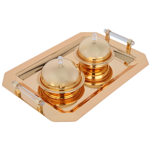 Tofaria set with 2 dates with a steel lid from Al Saif Gallery, 3 pieces - gold product image