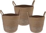 Al Saif Gallery Cotton Baskets Set, 25-30-20 cm, 3 Pieces, Round - Brown product image 1