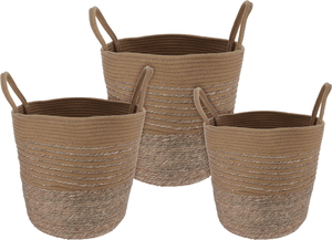 Al Saif Gallery Cotton Baskets Set, 25-30-20 cm, 3 Pieces, Round - Brown product image