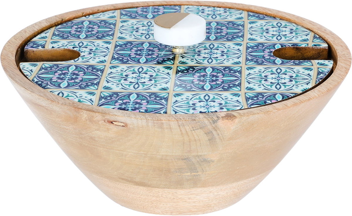 طقم زبدية خشب السيف غاليري، 3 قطع، 10×4 سم - خشبي ازرق product image 4