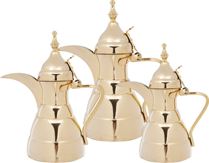 Al Saif Plus Diriyah Steel Dalal Set, 3 Pieces, 0.7 / 0.9 / 1.4 Liter - Gold product image