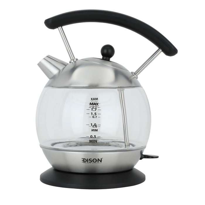 Edison YK-G08 Electric Glass Water Kettle, 2200 Watt, 1.7 Liter - Black product image 1