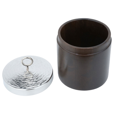 Al Saif Gallery wooden box, round, with a steel lid - brown product image 2