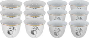 Al Saif Gallery Arabic coffee cups set, 12 pieces, 90 ml, horse pattern - white product image