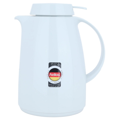 ترمس هيليوز، 1 لتر، حافظة داخلية زجاج حراري، هيكل خارجي بلاستيك - ابيض product image 1